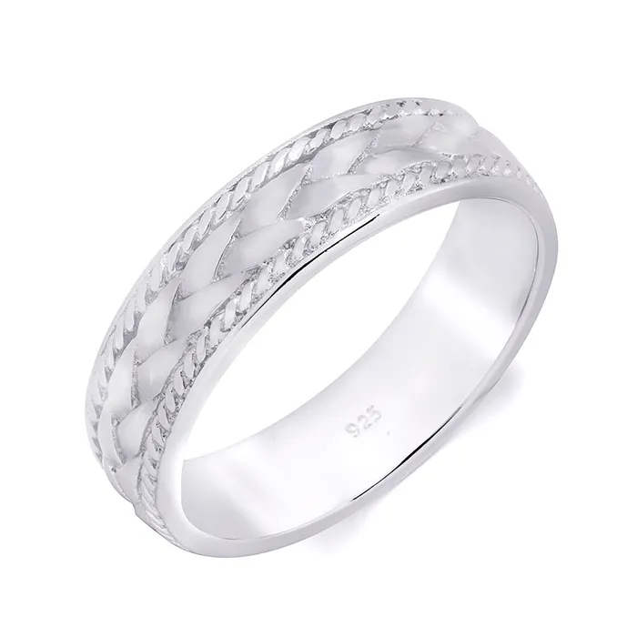 Rings mayamila Mens Vintage Ring Wedding Band Brushed Smooth Edges 6mm Solid Silver