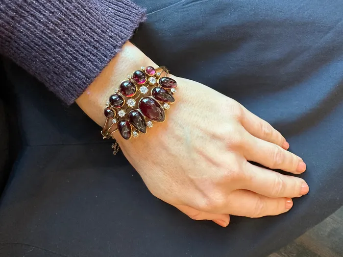 Bell Bird Antiques Bracelets Victorian Era Garnet and Diamond Bracelet