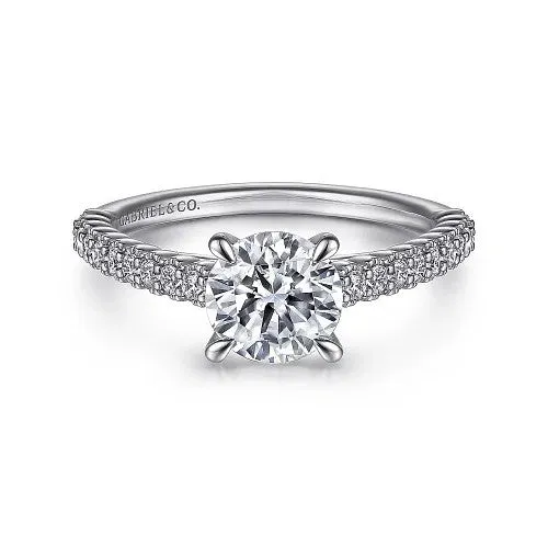 GABRIEL CO Rings Emberlyn 14K White Gold Round Diamond Engagement Ring Setting Only