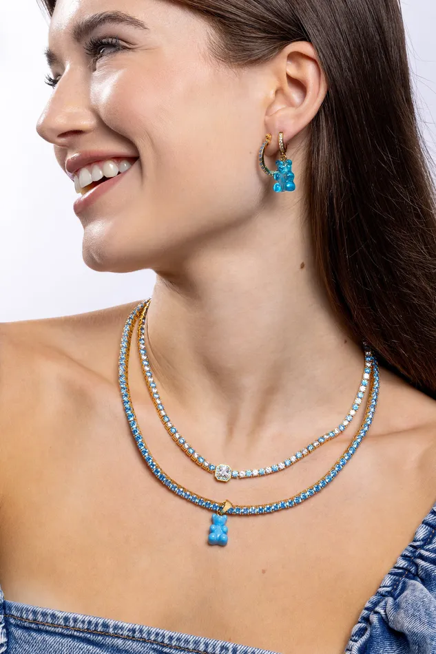 Rings Mini Serena Hoops Adriatic blue Crystal Haze Jewelry