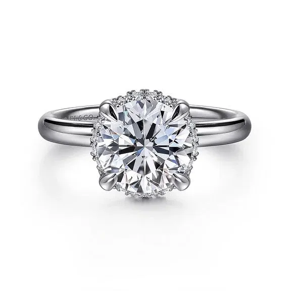 Symphony 14K White Gold Round Hidden Halo Diamond Engagement Ring Setting Only GABRIEL CO Rings