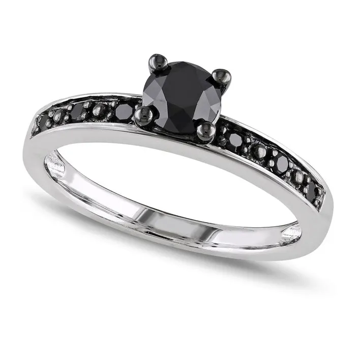 088 CT TW Enhanced Black Natural Diamond Ring in Sterling Silver Goldia Rings 088 CT TW Enhanced Black Natural Diamond Ring in Sterling Silver Goldia Rings