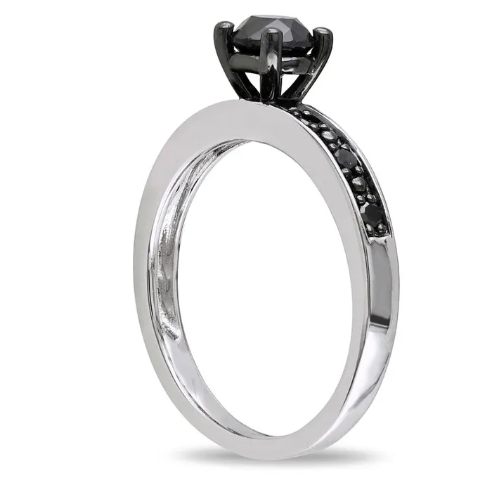 088 CT TW Enhanced Black Natural Diamond Ring in Sterling Silver Goldia Rings 088 CT TW Enhanced Black Natural Diamond Ring in Sterling Silver Goldia Rings