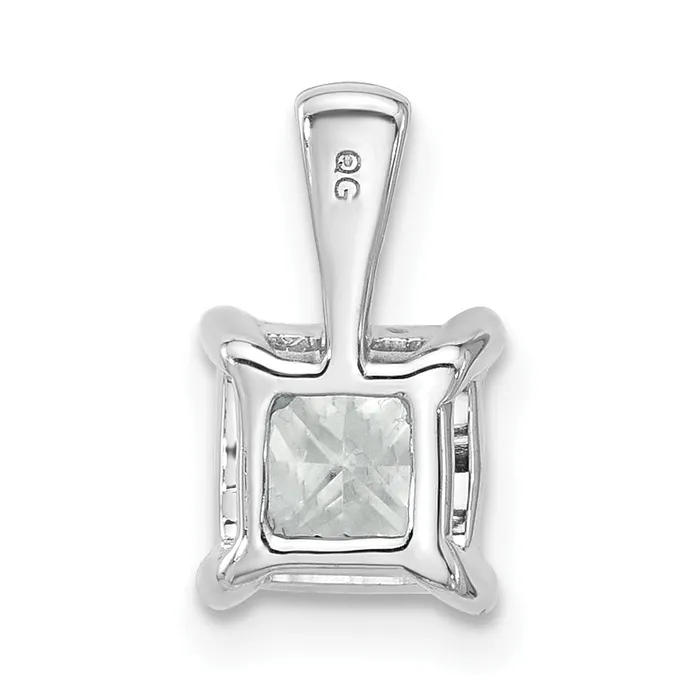 14k White Gold 1 12 Ct Certified Lab Grown Diamond VSSI G Princess Four Prong Pendant Goldia Necklaces