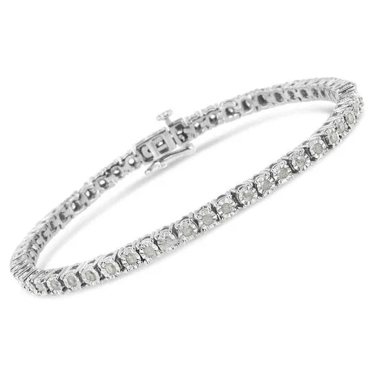 Bracelets Original Haus of Brilliance 925 Sterling Silver 10 Cttw MiracleSet Diamond Round Faceted Bezel Tennis Bracelet IJ Color I3 Clarity 7 JMS always