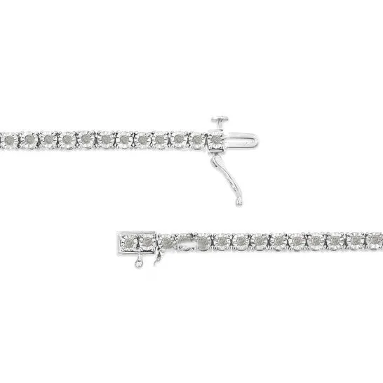 Bracelets Original Haus of Brilliance 925 Sterling Silver 10 Cttw MiracleSet Diamond Round Faceted Bezel Tennis Bracelet IJ Color I3 Clarity 7 JMS always