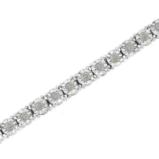 Bracelets Original Haus of Brilliance 925 Sterling Silver 10 Cttw MiracleSet Diamond Round Faceted Bezel Tennis Bracelet IJ Color I3 Clarity 7 JMS always