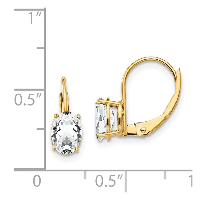 Earrings Goldia 14k Yellow Gold 7x5mm Oval Cubic Zirconia Leverback Earrings