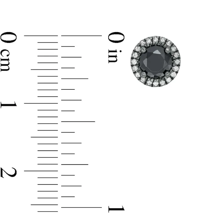 Goldia 133 CT TW Enhanced Black and White Diamond Frame Stud Earrings in 10K White Gold with Black Rhodium Earrings
