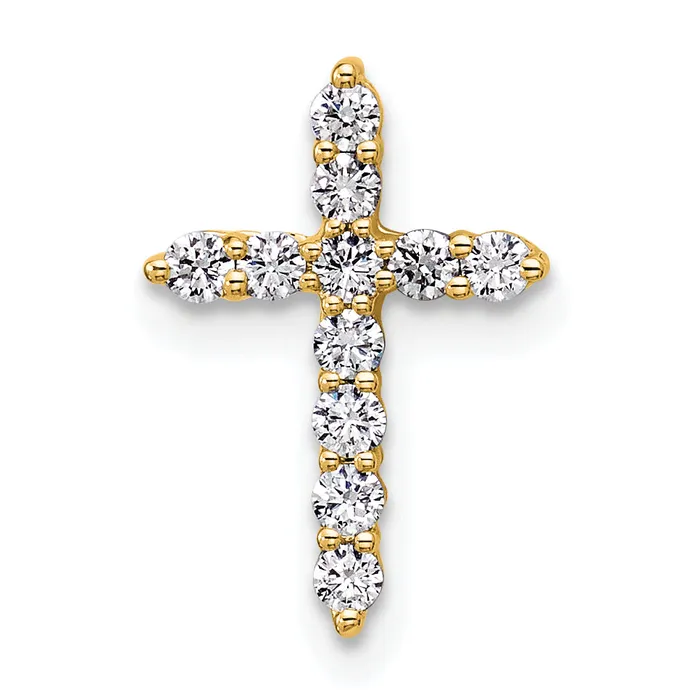 Goldia 14k Yellow Gold 14 Ct Lab Grown Diamond VSSI G Cross Chain Slide Pendant Necklaces