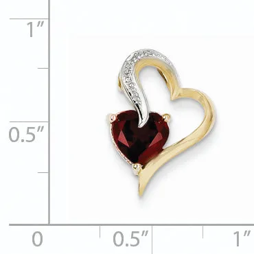 Goldiacom Necklaces 14k Diamond and Garnet Heart Pendant