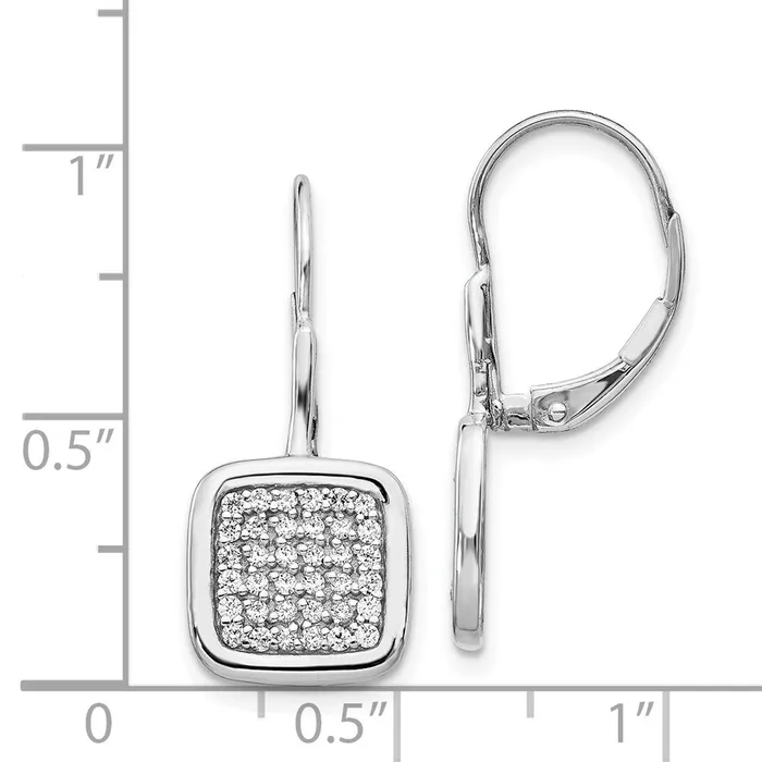 Goldia Earrings Solid 14k White Gold Simulated CZ Fancy Square LeverbacK Earrings Goldia Earrings Solid 14k White Gold Simulated CZ Fancy Square LeverbacK Earrings