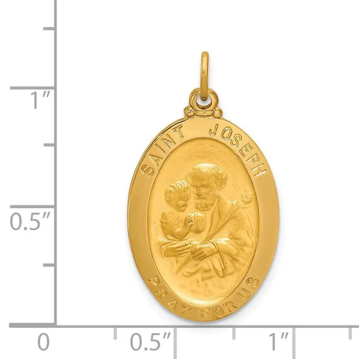 Goldia PreStyled Sets 14k Yellow Gold Solid PolishedSatin Oval St Joseph Medal