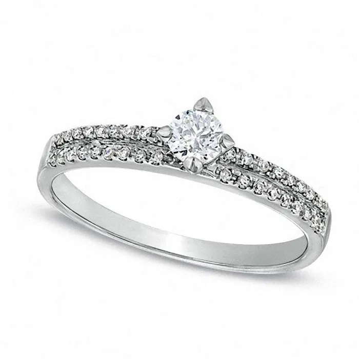 Goldia Rings 025 CT TW Natural Diamond Double Row Promise Ring in Sterling Silver Goldia Rings 025 CT TW Natural Diamond Double Row Promise Ring in Sterling Silver