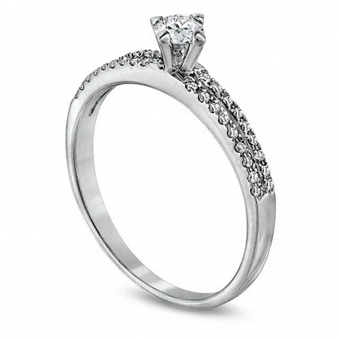 Goldia Rings 025 CT TW Natural Diamond Double Row Promise Ring in Sterling Silver Goldia Rings 025 CT TW Natural Diamond Double Row Promise Ring in Sterling Silver