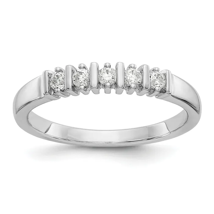 Goldia Rings 025ct CZ Solid Real 14K White Gold 5Stone Wedding Band Ring
