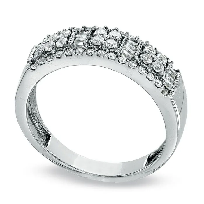 Goldia Rings 050 CT TW Natural Diamond Block Band in Solid 10K White Gold Goldia Rings 050 CT TW Natural Diamond Block Band in Solid 10K White Gold