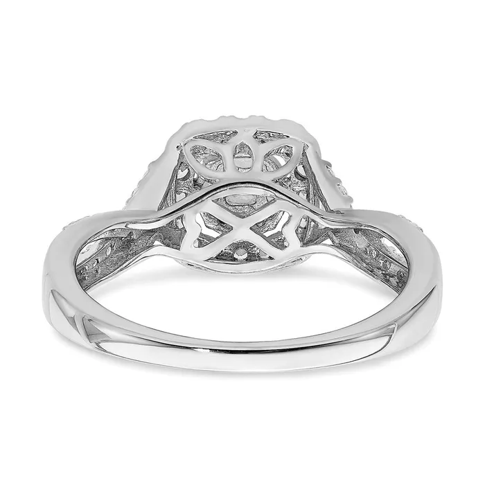 Goldia Rings 050ct CZ Solid Real 14k White Gold Cluster CZ Engagement Ring