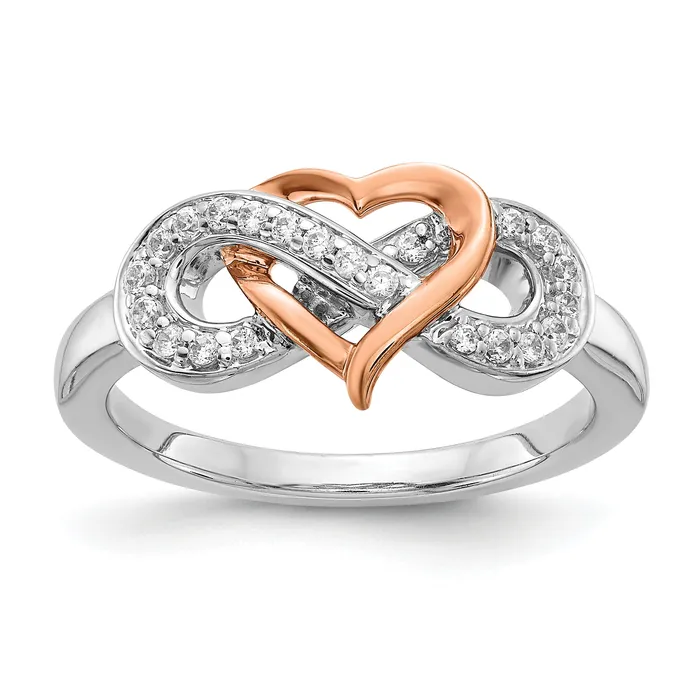 Goldia Rings 14k TwoTone Rose and White Gold 16 Ct Lab Grown Diamond VSSI G Infinity Heart Symbol Ring Goldia Rings 14k TwoTone Rose and White Gold 16 Ct Lab Grown Diamond VSSI G Infinity Heart Symbol Ring
