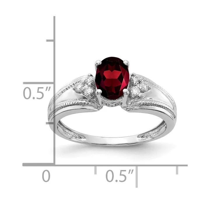 Goldia Rings 14k White Gold 7x5mm Oval Garnet A Real Diamond ring