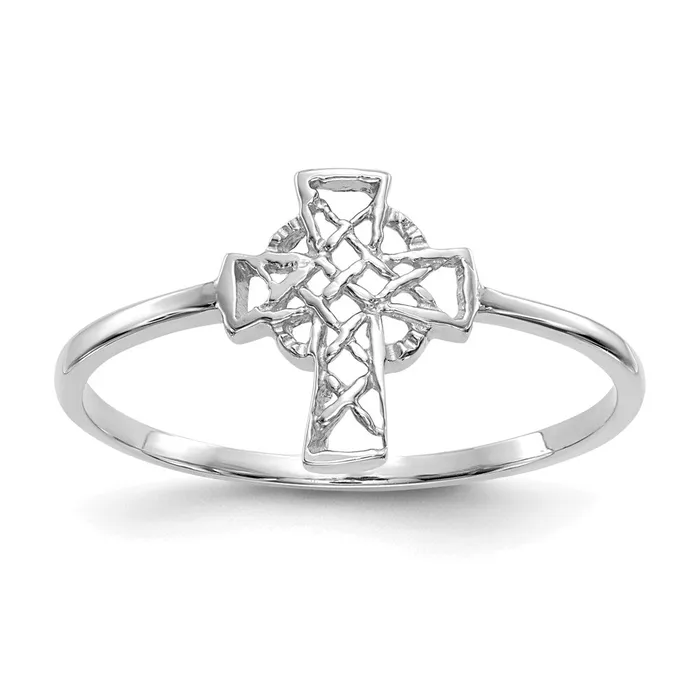 Goldia Rings 14k White Gold Polished Celtic Cross Ring