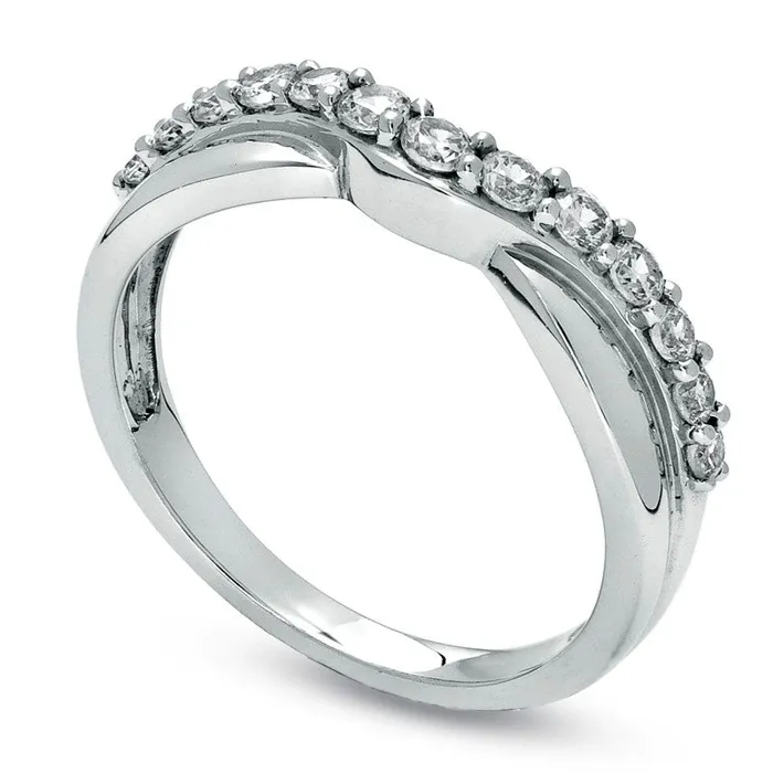 Goldia Rings Previously Owned 050 CT TW Natural Diamond Twist Contour Band in Solid 14K White Gold
