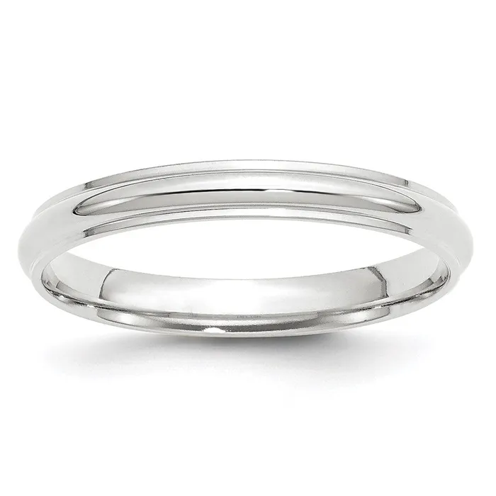 Goldia Rings Solid 14K White Gold 3mm Half Round with Edge MensWomens Wedding Band Ring Size 85 Goldia Rings Solid 14K White Gold 3mm Half Round with Edge MensWomens Wedding Band Ring Size 85