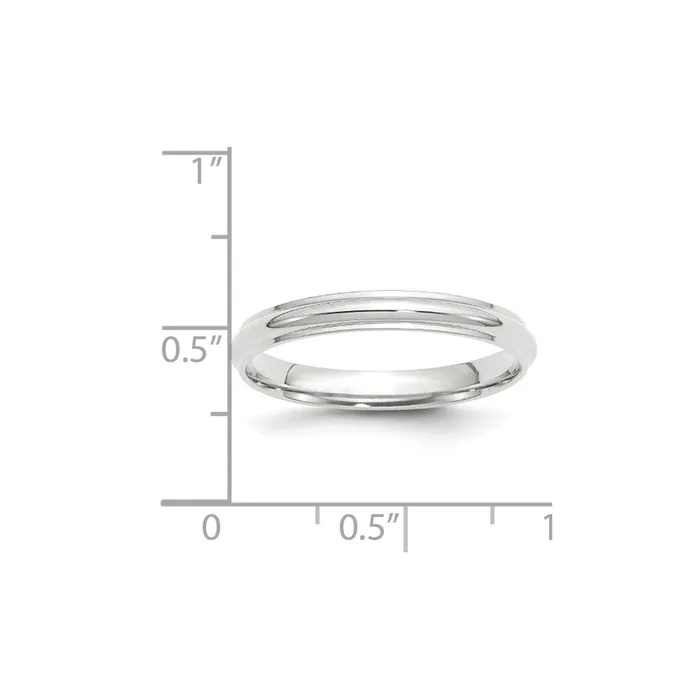 Goldia Rings Solid 14K White Gold 3mm Half Round with Edge MensWomens Wedding Band Ring Size 85 Goldia Rings Solid 14K White Gold 3mm Half Round with Edge MensWomens Wedding Band Ring Size 85