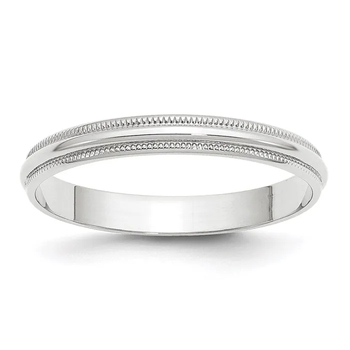 Goldia Rings Solid 14K White Gold 3mm Light Weight Milgrain Half Round MensWomens Wedding Band Ring Size 65 Goldia Rings Solid 14K White Gold 3mm Light Weight Milgrain Half Round MensWomens Wedding Band Ring Size 65