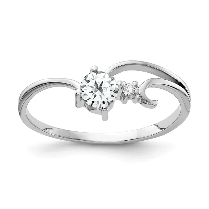 Goldia Rings Solid 14k White Gold 4mm Cubic Zirconia AA Simulated CZ Ring