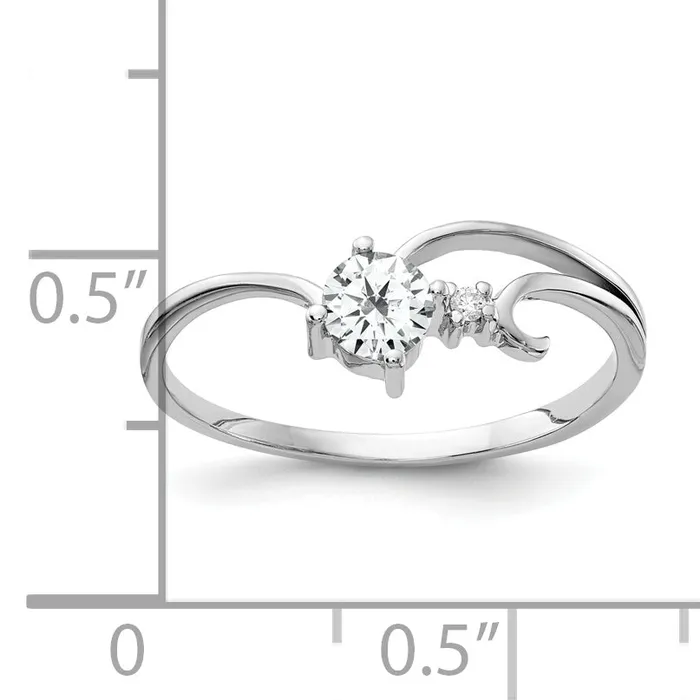 Goldia Rings Solid 14k White Gold 4mm Cubic Zirconia AA Simulated CZ Ring