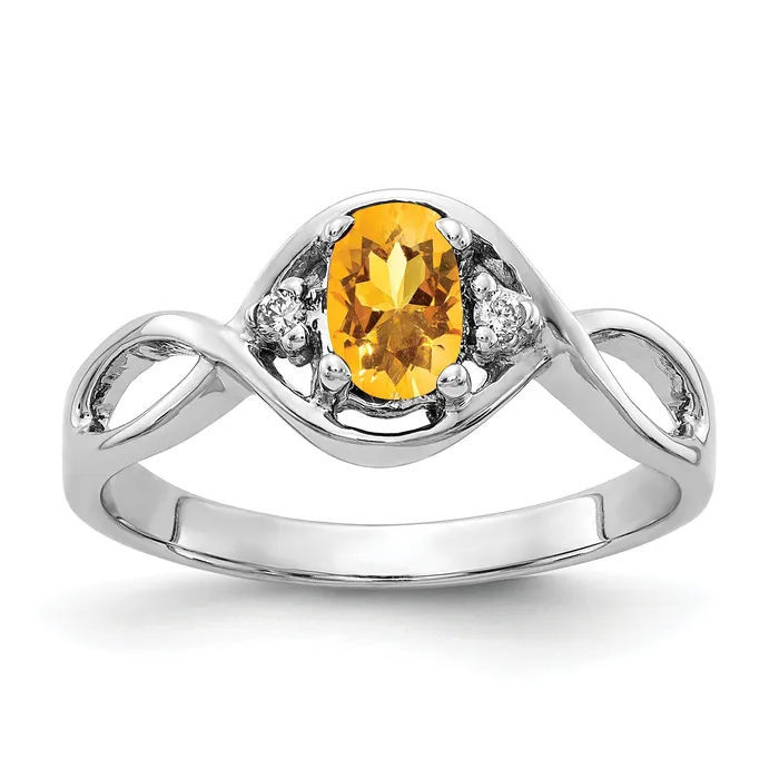 Goldia Rings Solid 14k White Gold 6x4mm Oval Simulated Citrine AA CZ Ring Goldia Rings Solid 14k White Gold 6x4mm Oval Simulated Citrine AA CZ Ring