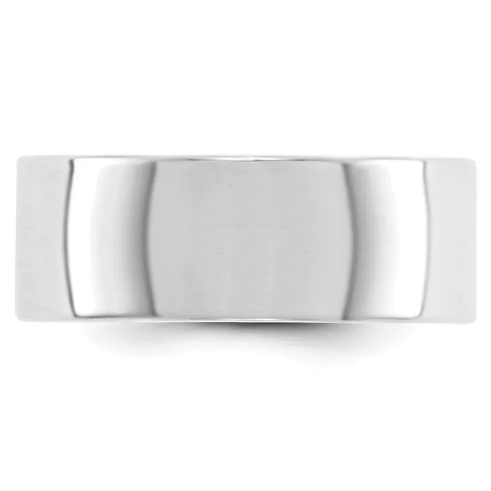 Goldia Rings Solid 14K White Gold 8mm Light Weight Flat MensWomens Wedding Band Ring Size 45