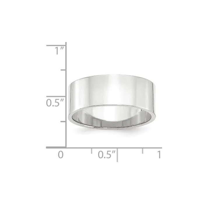 Goldia Rings Solid 14K White Gold 8mm Light Weight Flat MensWomens Wedding Band Ring Size 45