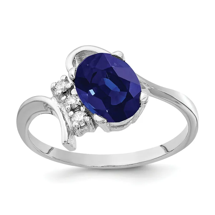 Goldia Rings Solid 14k White Gold 8x6mm Oval Simulated Sapphire AAA CZ Ring Goldia Rings Solid 14k White Gold 8x6mm Oval Simulated Sapphire AAA CZ Ring