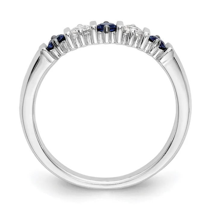Goldia Rings Solid 14k White Gold Simulated CZ wSimulated Sapphire Band