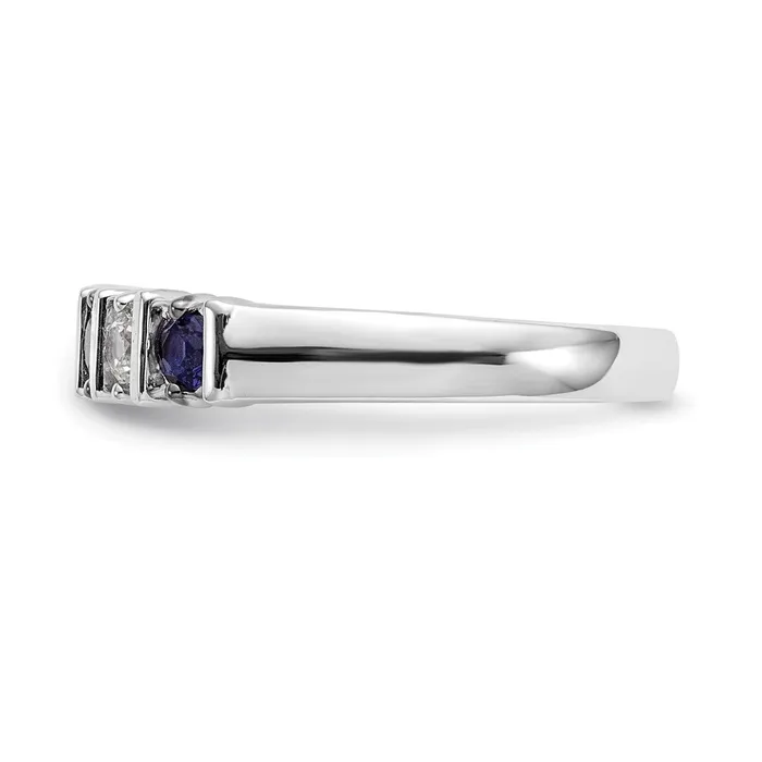 Goldia Rings Solid 14k White Gold Simulated CZ wSimulated Sapphire Band