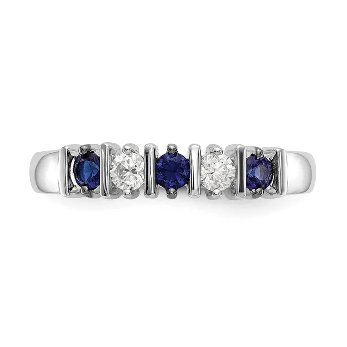 Goldia Rings Solid 14k White Gold Simulated CZ wSimulated Sapphire Band