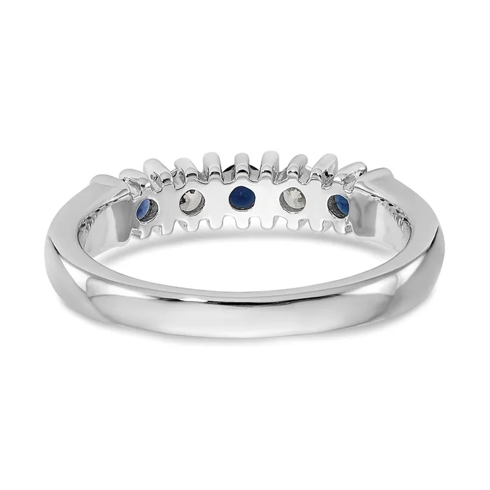 Goldia Rings Solid 14k White Gold Simulated CZ wSimulated Sapphire Band