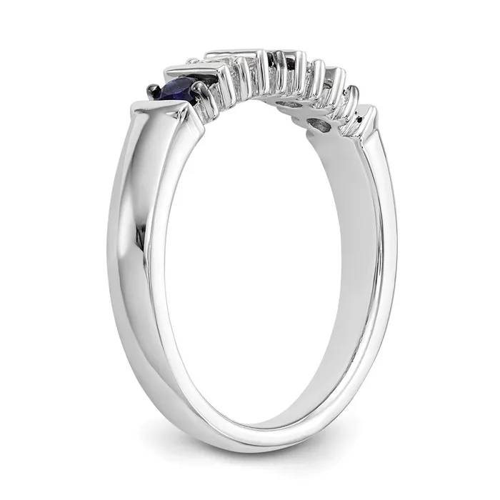 Goldia Rings Solid 14k White Gold Simulated CZ wSimulated Sapphire Band