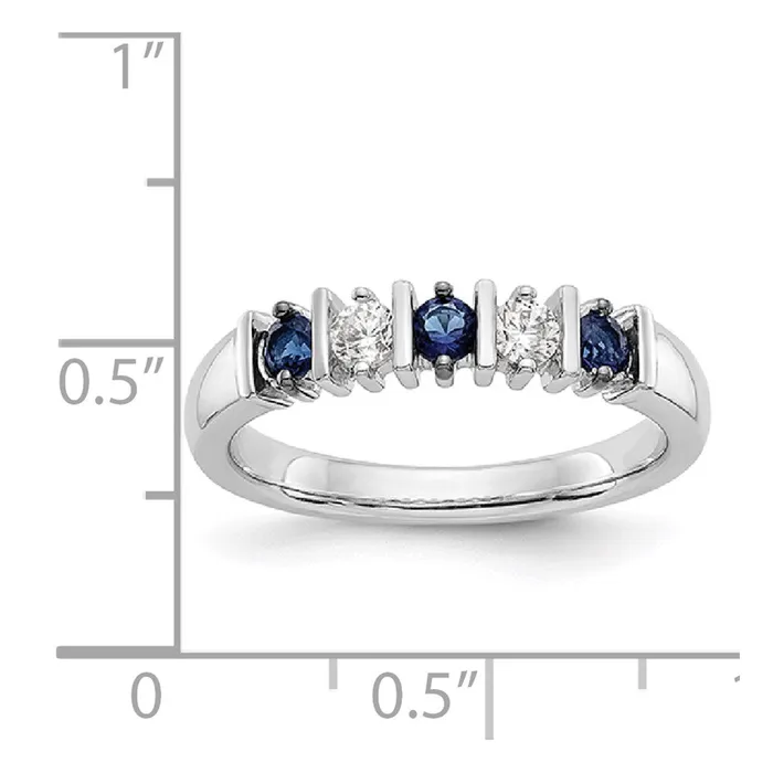Goldia Rings Solid 14k White Gold Simulated CZ wSimulated Sapphire Band