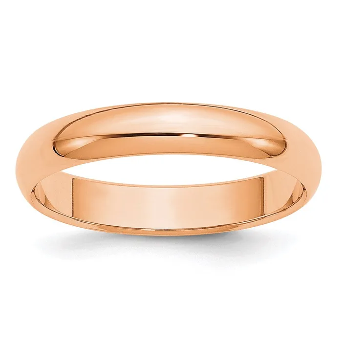 Goldia Rings Solid 14K Yellow Gold Rose Gold 4mm HalfRound Wedding MensWomens Wedding Band Ring Size 65