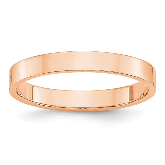 Goldia Rings Solid 18K Yellow Gold Rose Gold 3mm Light Weight Flat MensWomens Wedding Band Ring Size 9