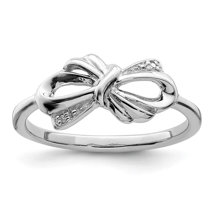 Goldia Rings Sterling Silver Rhodium Plated Diamond Bow Ring