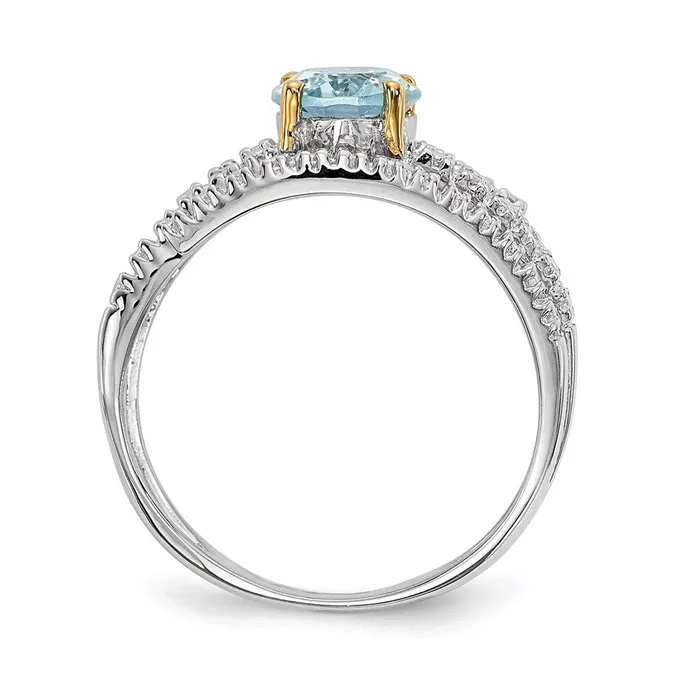 Goldia Rings Sterling Silver u0026 14K Sky Blue Topaz and Diamond Ring