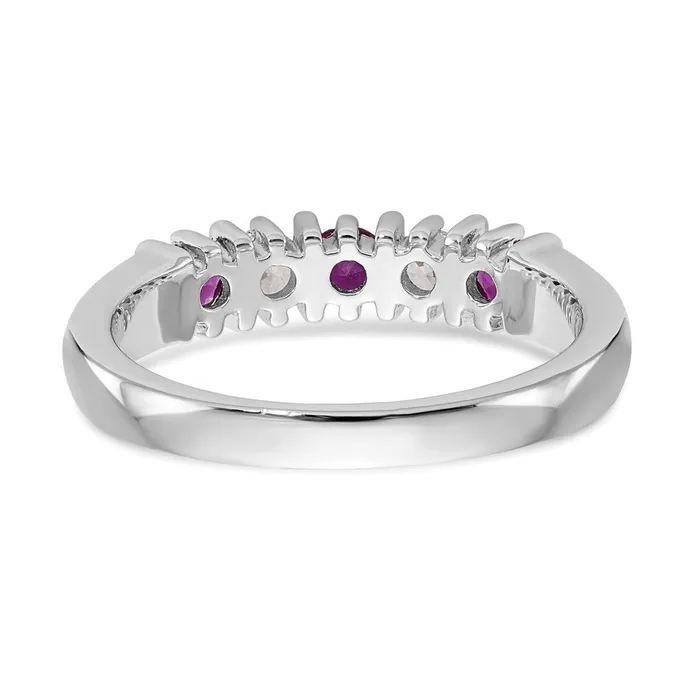 Goldia Solid 14k White Gold Simulated CZ wSimulated Ruby Band Rings