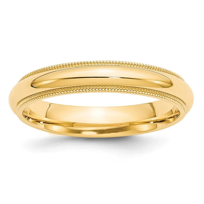Goldia Solid 14K Yellow Gold 4mm Milgrain Comfort Wedding MensWomens Wedding Band Ring Size 10 Rings