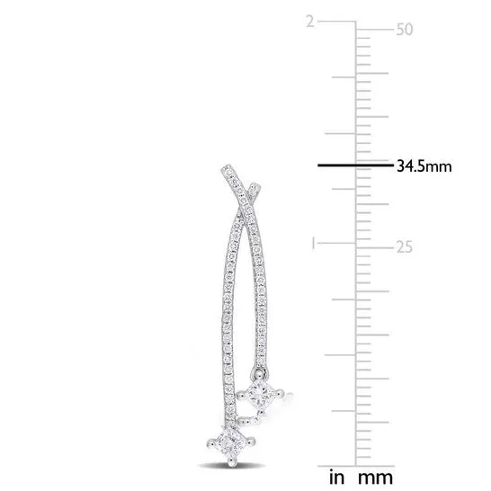 JMS always Earrings Original Created Forever 1 CT TW Princess Round Lab Created Diamond Earrings in 14k White Gold