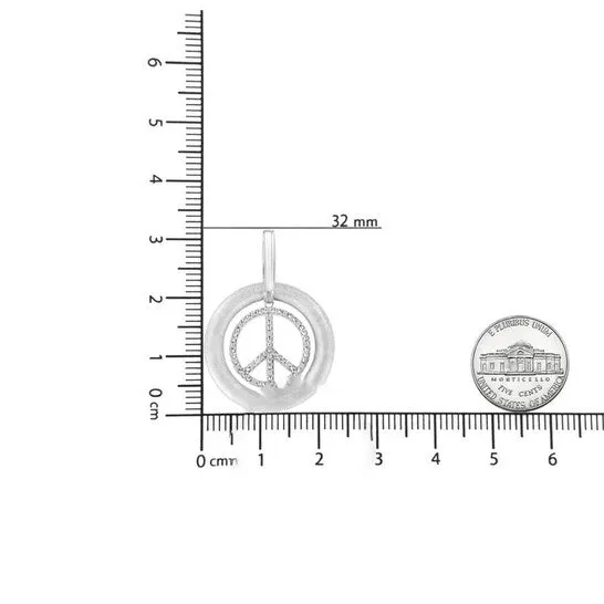 JMS always Necklaces Original Haus of Brilliance Matte Finish 925 Sterling Silver Diamond Accent Dancing Peace Sign 18 Pendant Necklace IJ Color I1I2 Clarity