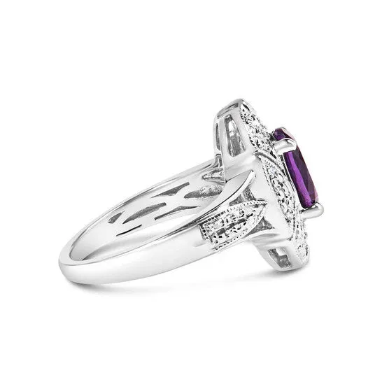 JMS always Rings Original Haus of Brilliance 925 Sterling Silver 9x7mm Oval Purple Amethyst and Diamond Accent Art Deco Style Cocktail Ring IJ Color I1I2 Clarity JMS always Rings Original Haus of Brilliance 925 Sterling Silver 9x7mm Oval Purple Amethyst and Diamond Accent Art Deco Style Cocktail Ring IJ Color I1I2 Clarity